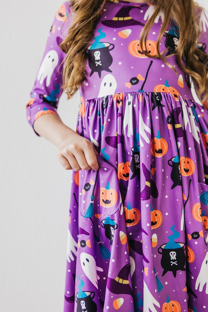 No Tricks, Just Treats 3/4 Sleeve Pocket Twirl Dress 6