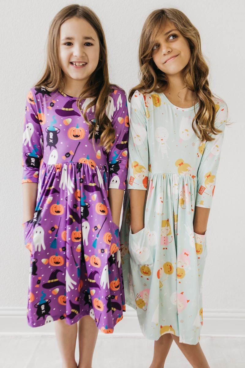 No Tricks, Just Treats 3/4 Sleeve Pocket Twirl Dress 9