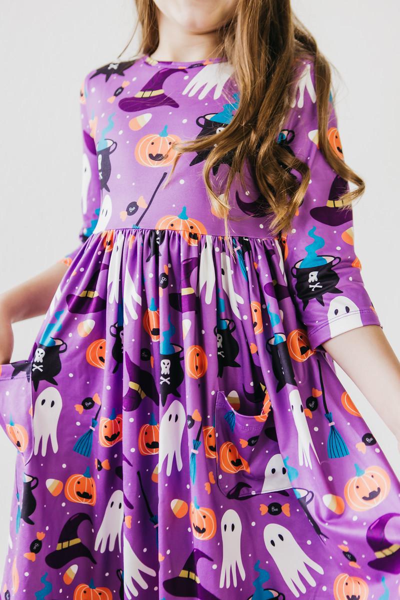 No Tricks, Just Treats 3/4 Sleeve Pocket Twirl Dress 1