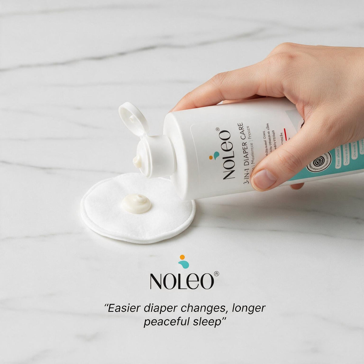 NOLEO DUO: 3-in-1 Diaper Rash Cream & Large Cotton Pads 3