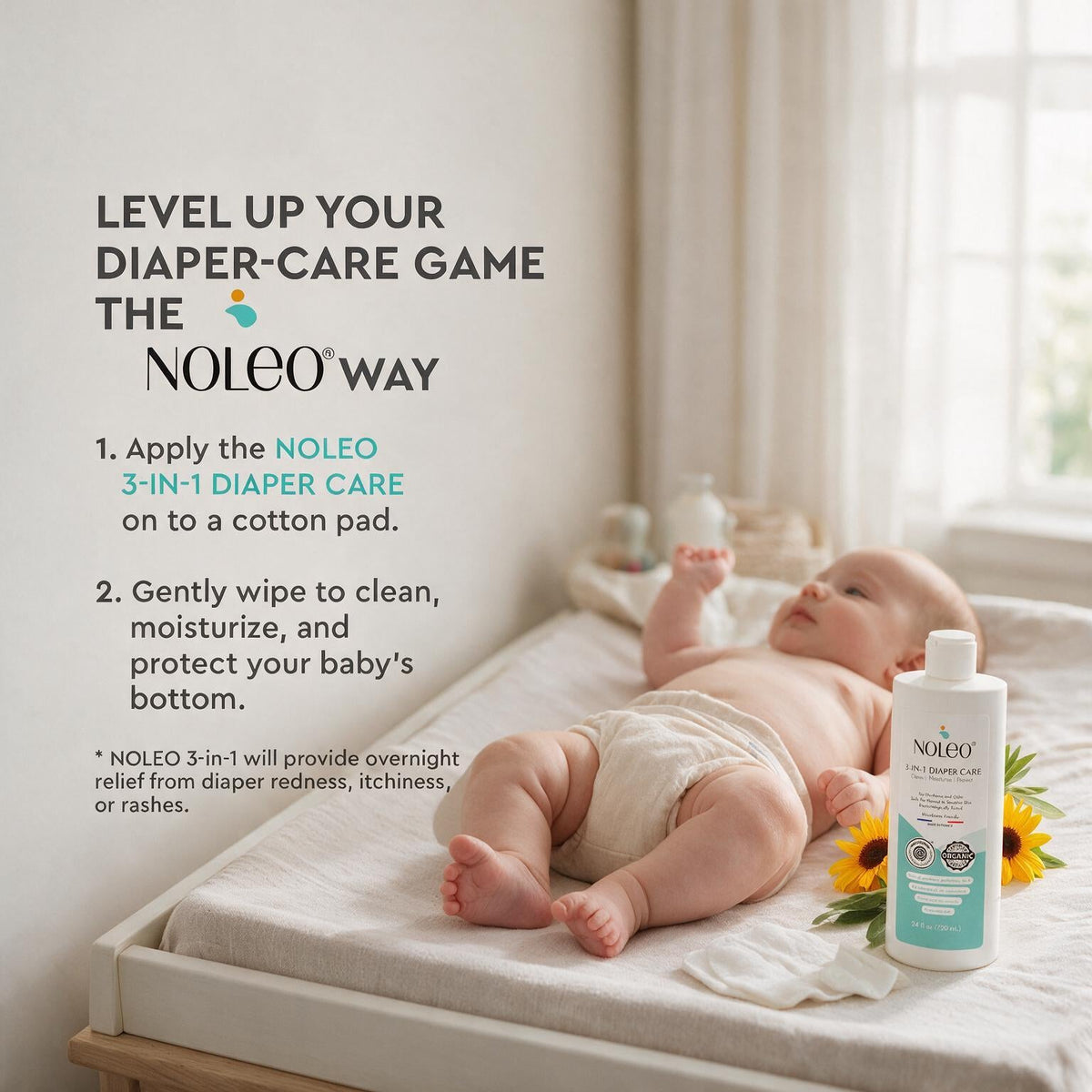 NOLEO DUO: 3-in-1 Diaper Rash Cream & Large Cotton Pads 11
