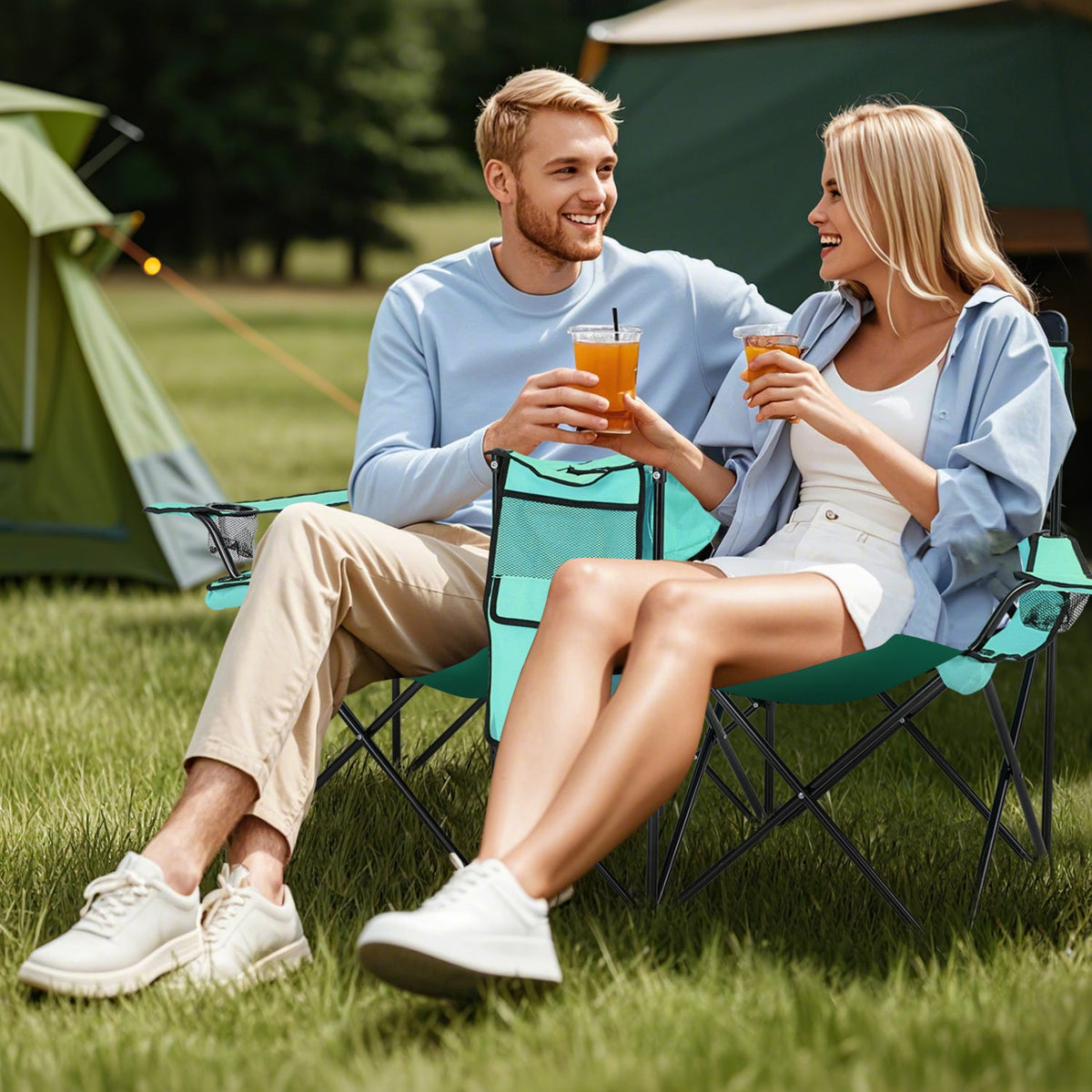 Portable Folding Picnic Double Chair 13