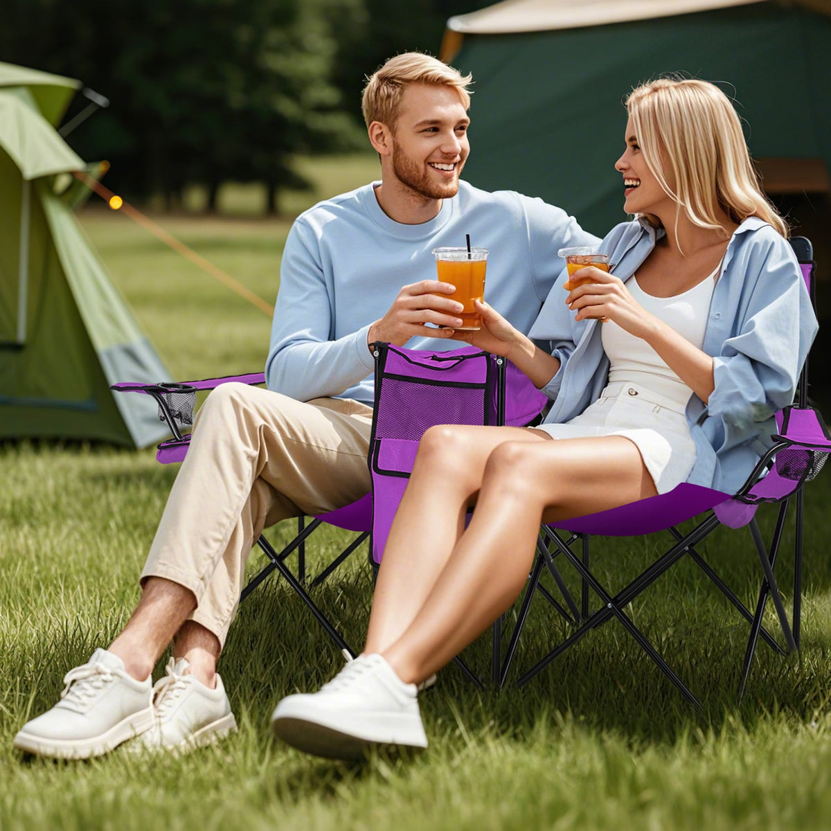 Portable Folding Picnic Double Chair 14