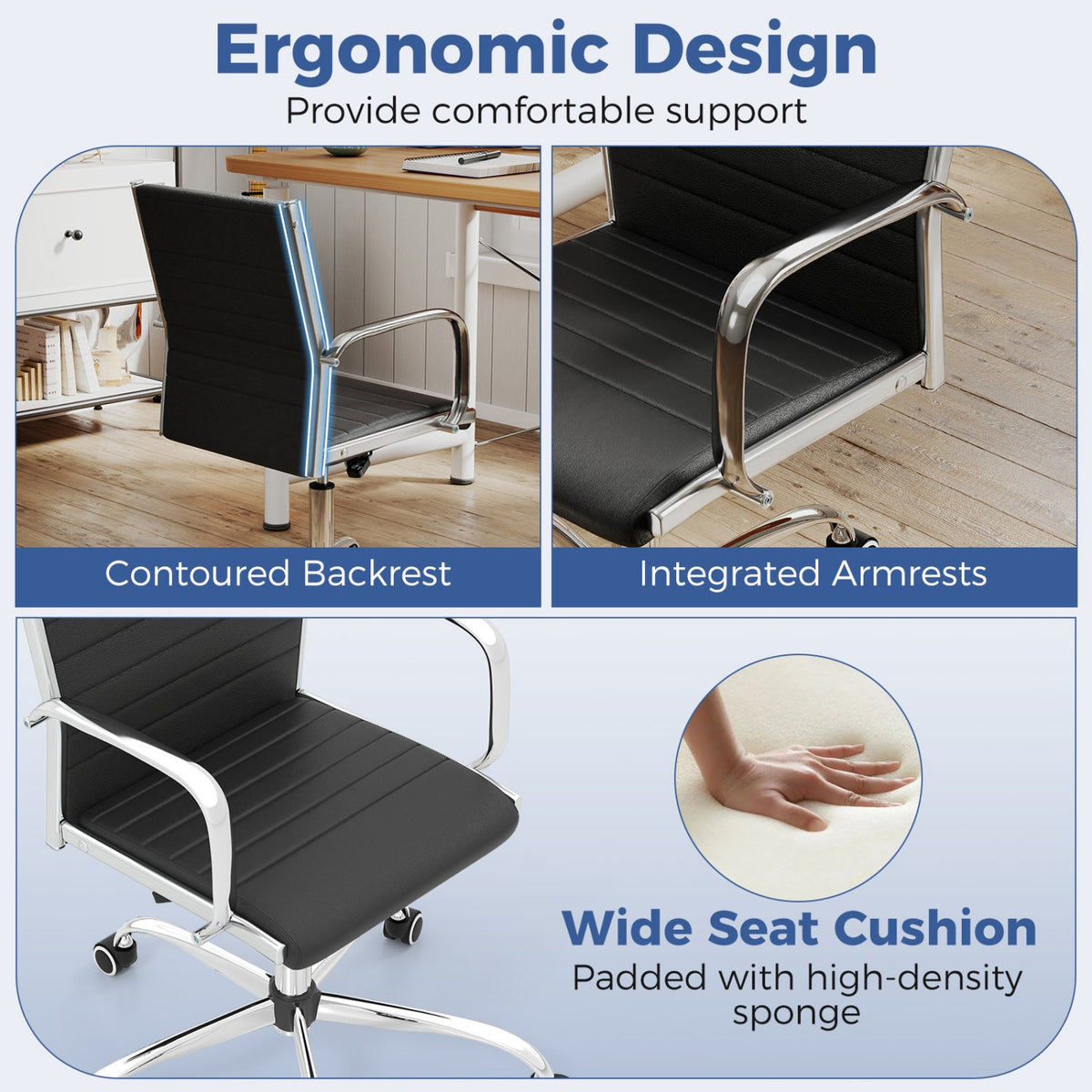 Height Adjustable Office Chair with Rocking Backrest 16