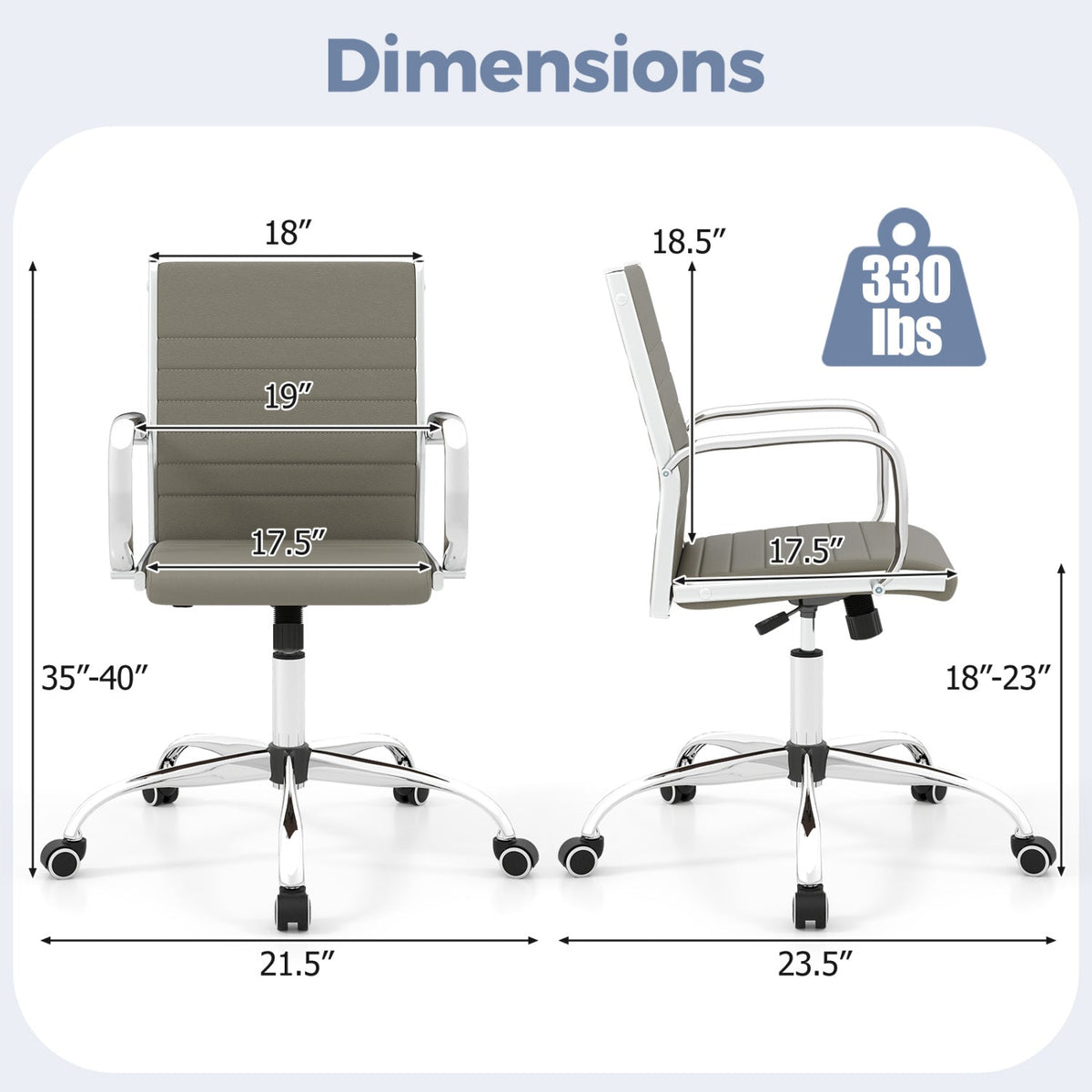Height Adjustable Office Chair with Rocking Backrest 20
