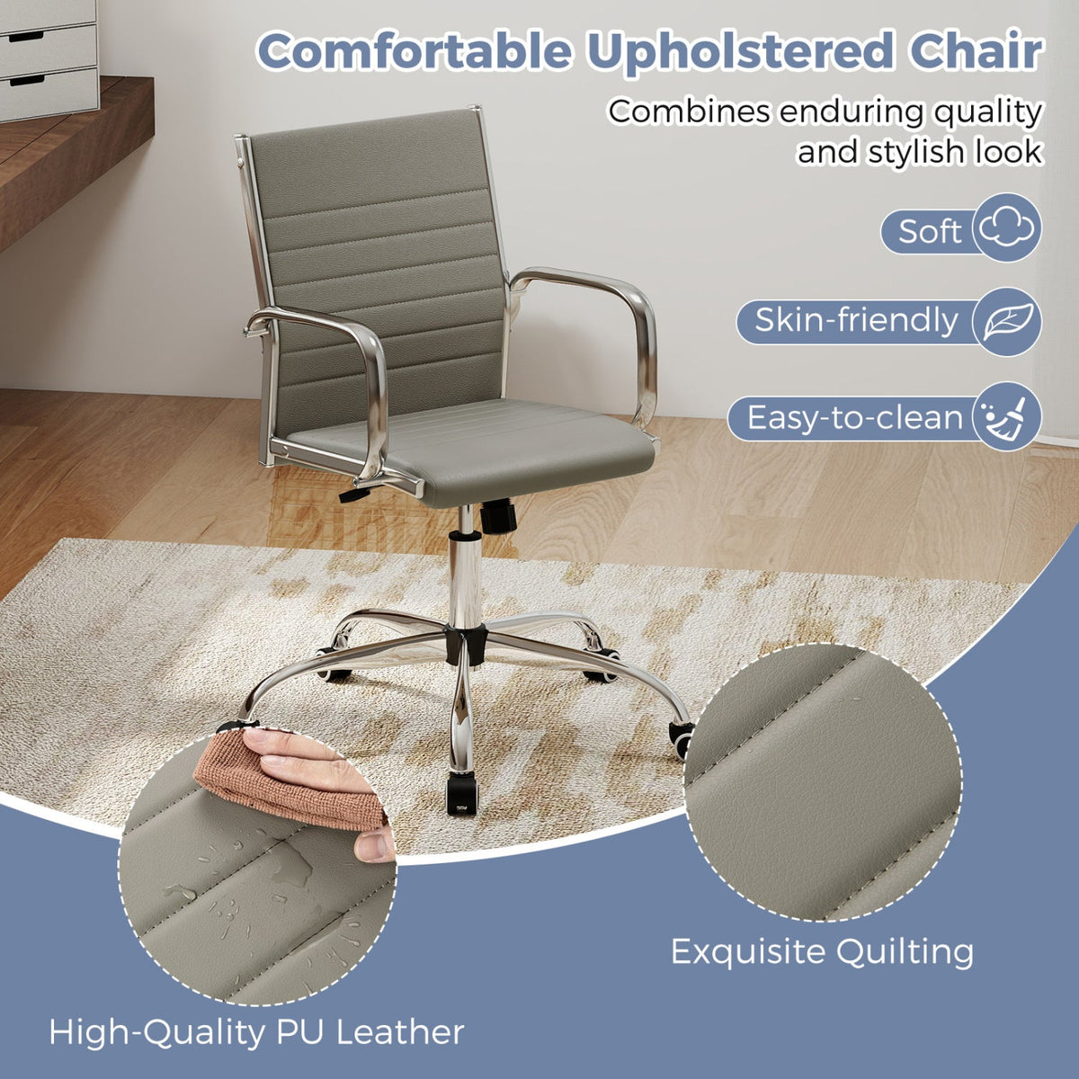 Height Adjustable Office Chair with Rocking Backrest 23