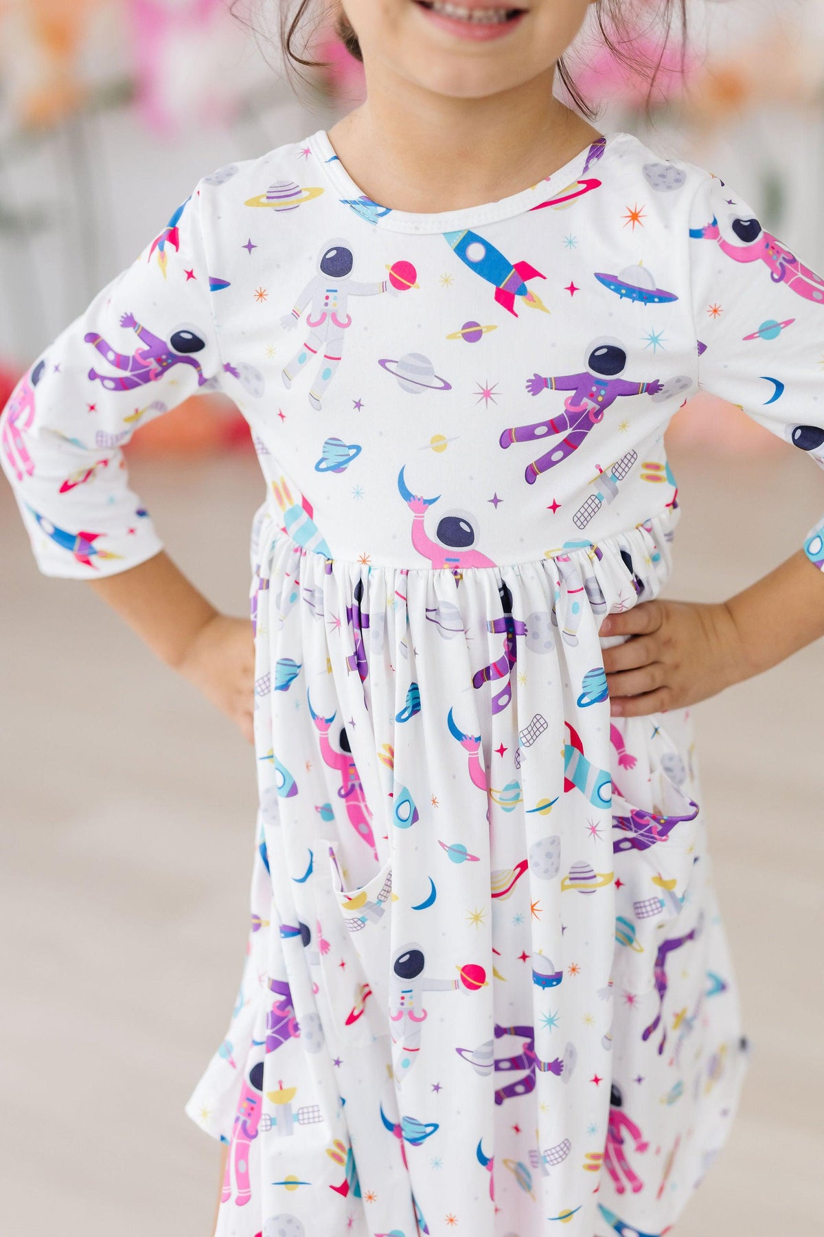 SALE Out of this World 3/4 Sleeve Pocket Twirl Dress 2