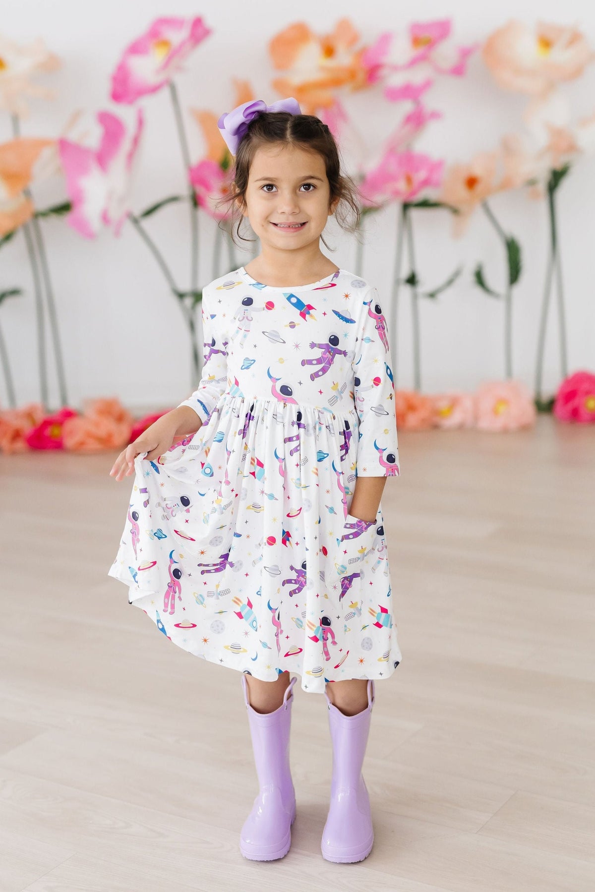 SALE Out of this World 3/4 Sleeve Pocket Twirl Dress 4