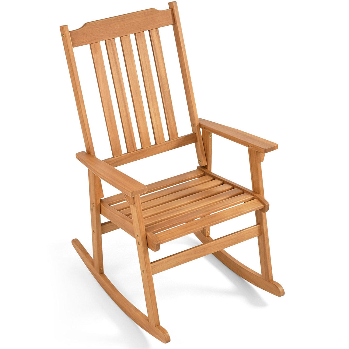 Acacia Wood Rocking Chair with High Back for Patio 3