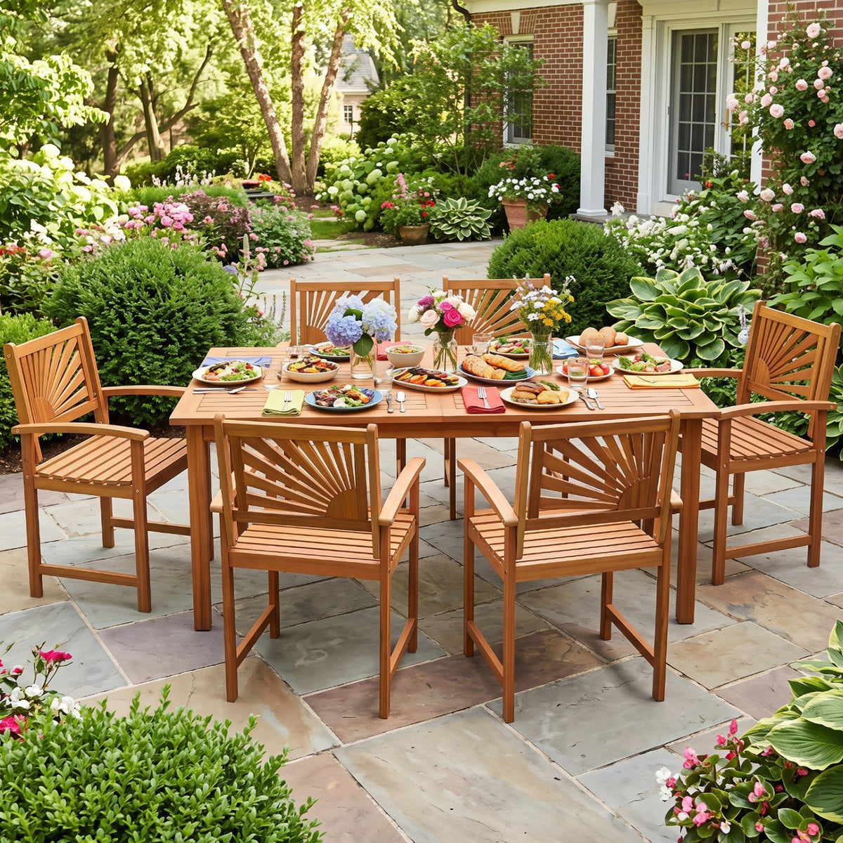 Acacia Wood Patio Dining Chairs - Set of 2 2