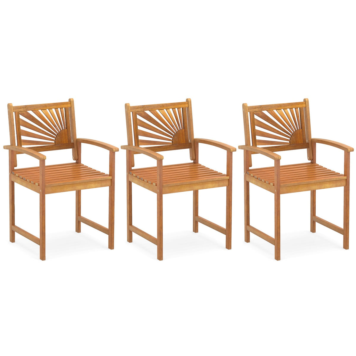 Acacia Wood Patio Dining Chairs - Set of 2 3