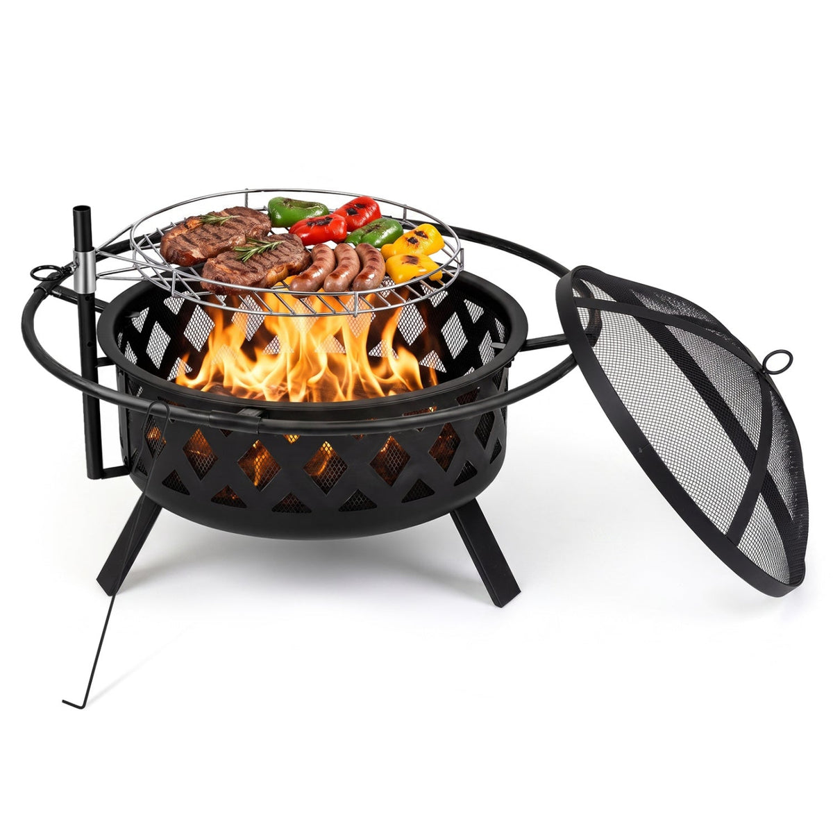 36-Inch Fire Pit Table with Adjustable Rotatable Grill Grate 3