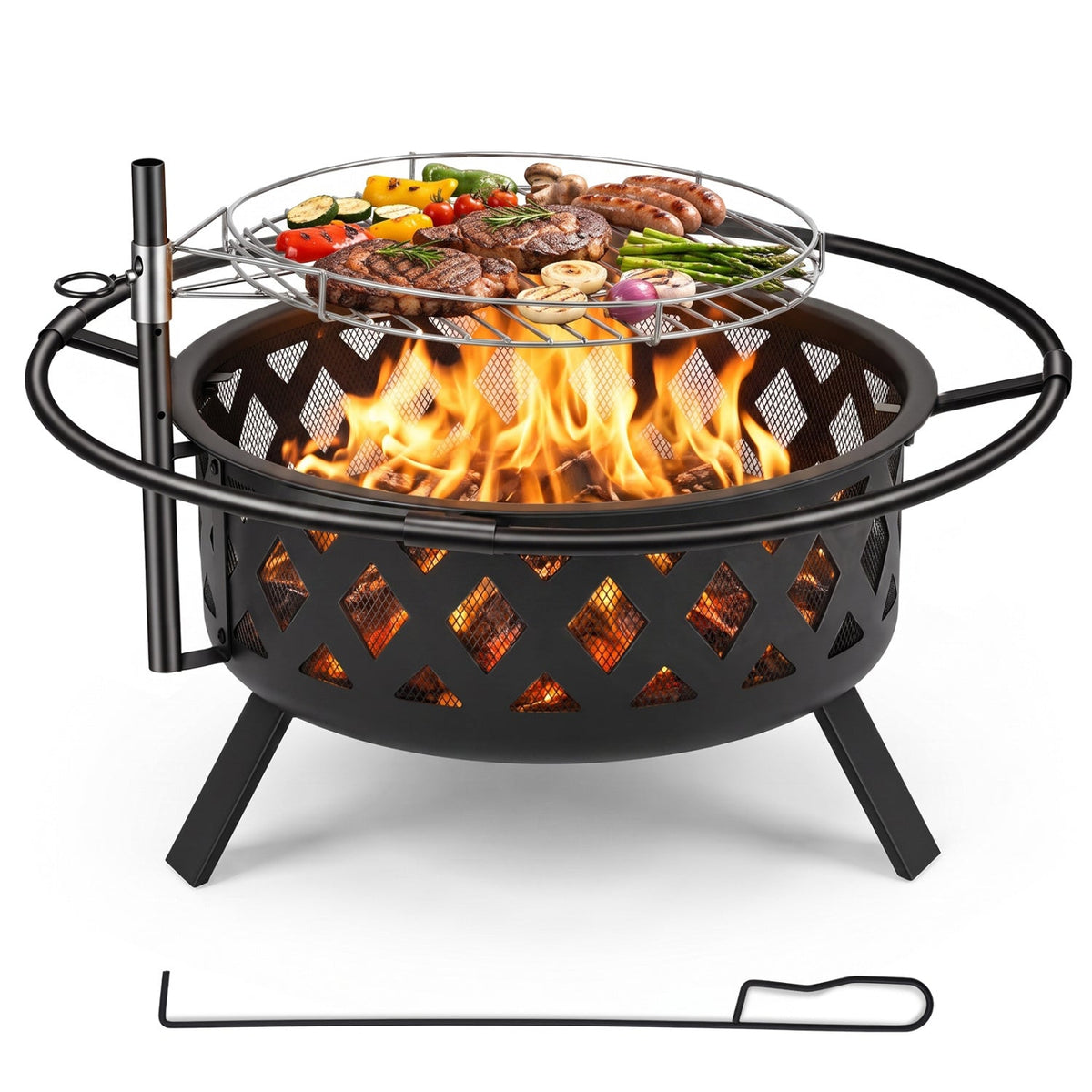 36-Inch Fire Pit Table with Adjustable Rotatable Grill Grate 4