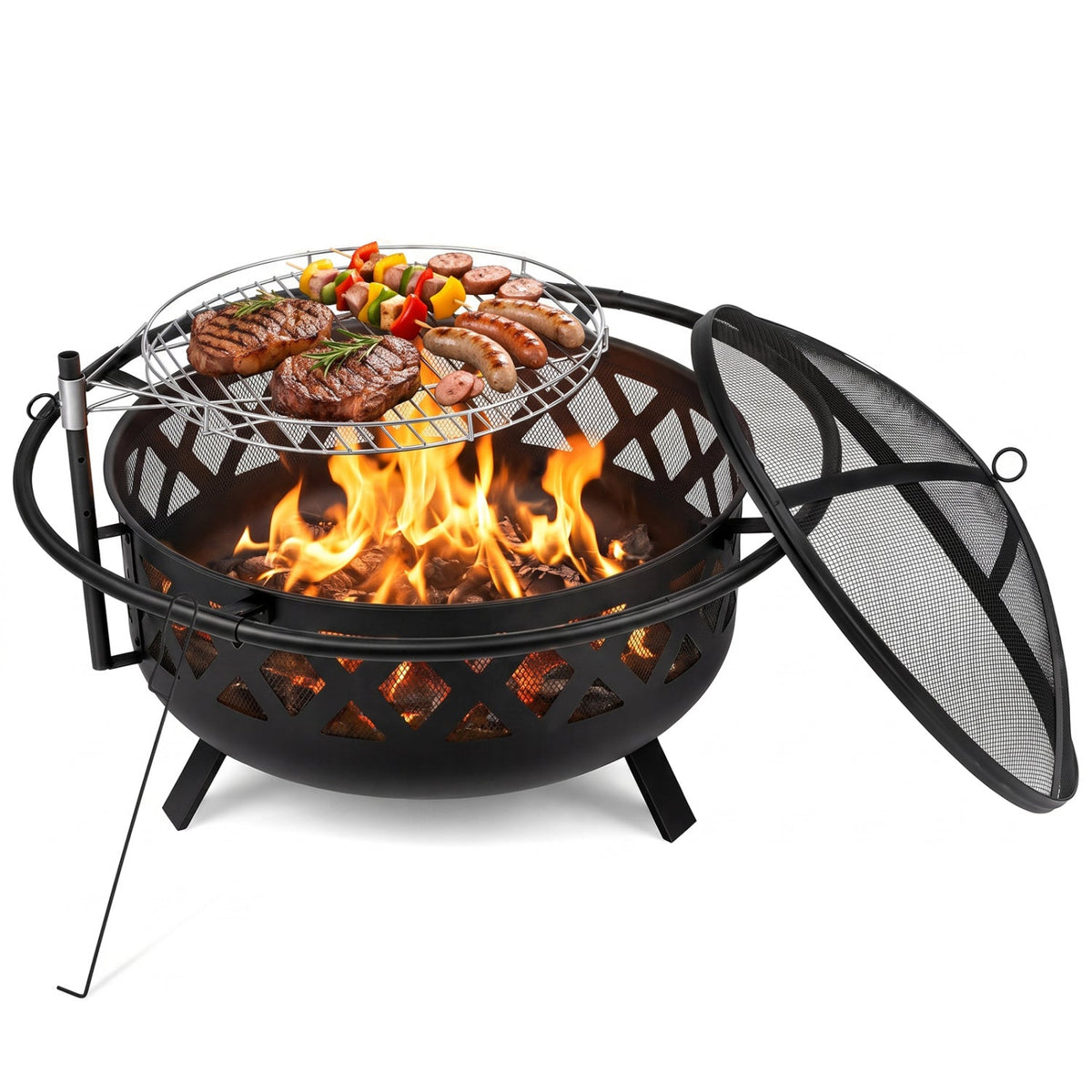 36-Inch Fire Pit Table with Adjustable Rotatable Grill Grate 1