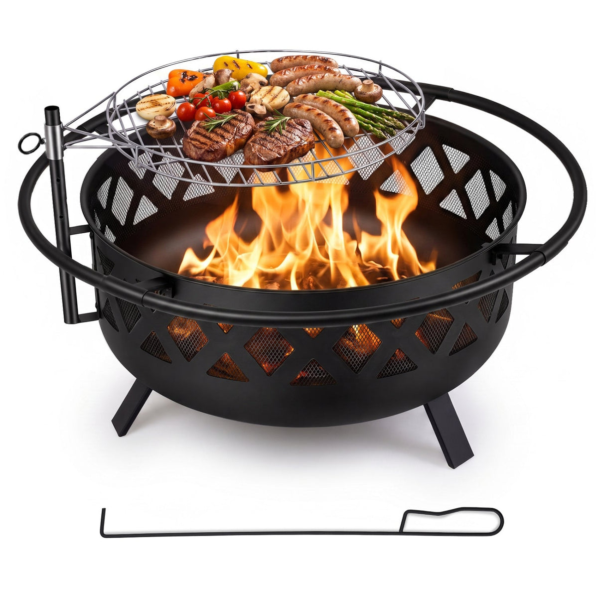 36-Inch Fire Pit Table with Adjustable Rotatable Grill Grate 2