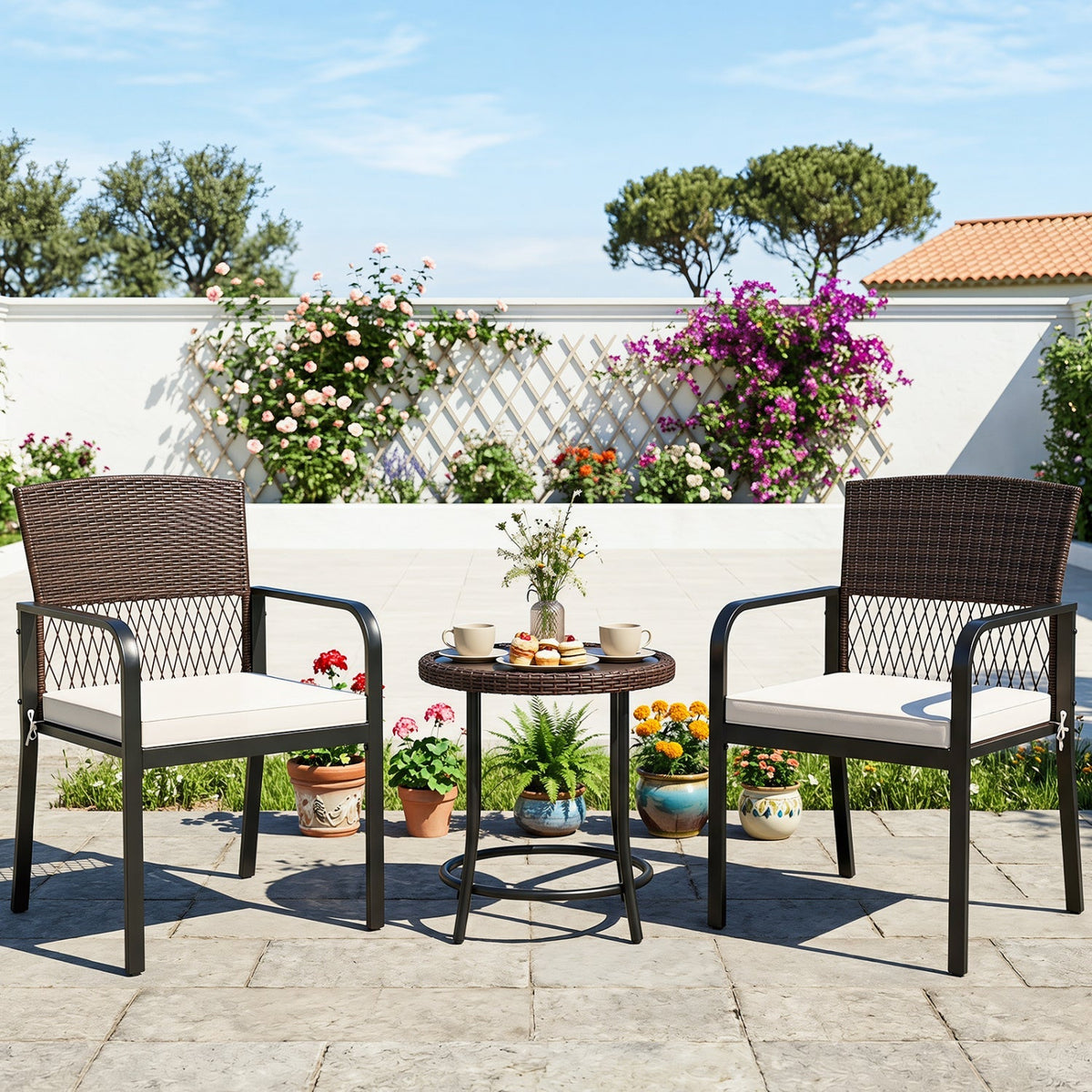 Patio Dining Chairs Set of 4 with Padded Cushions 2