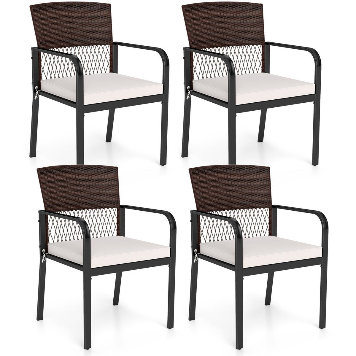Patio Dining Chairs Set of 4 with Padded Cushions 3