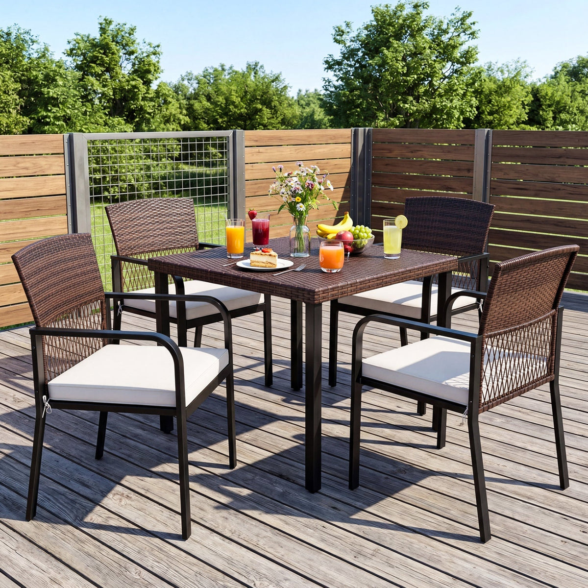 Patio Dining Chairs Set of 4 with Padded Cushions 6