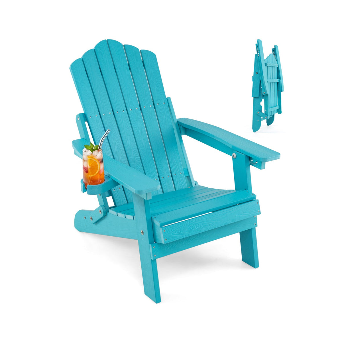 Folding Adirondack Chair with Adjustable Backrest & Cup Holder 43