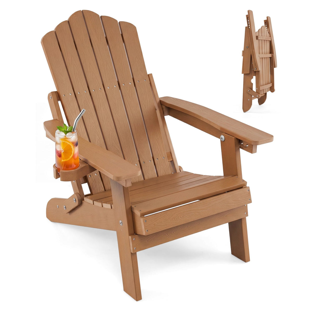 Folding Adirondack Chair with Adjustable Backrest & Cup Holder 10