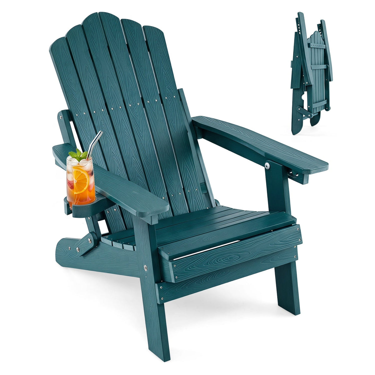 Folding Adirondack Chair with Adjustable Backrest & Cup Holder 18