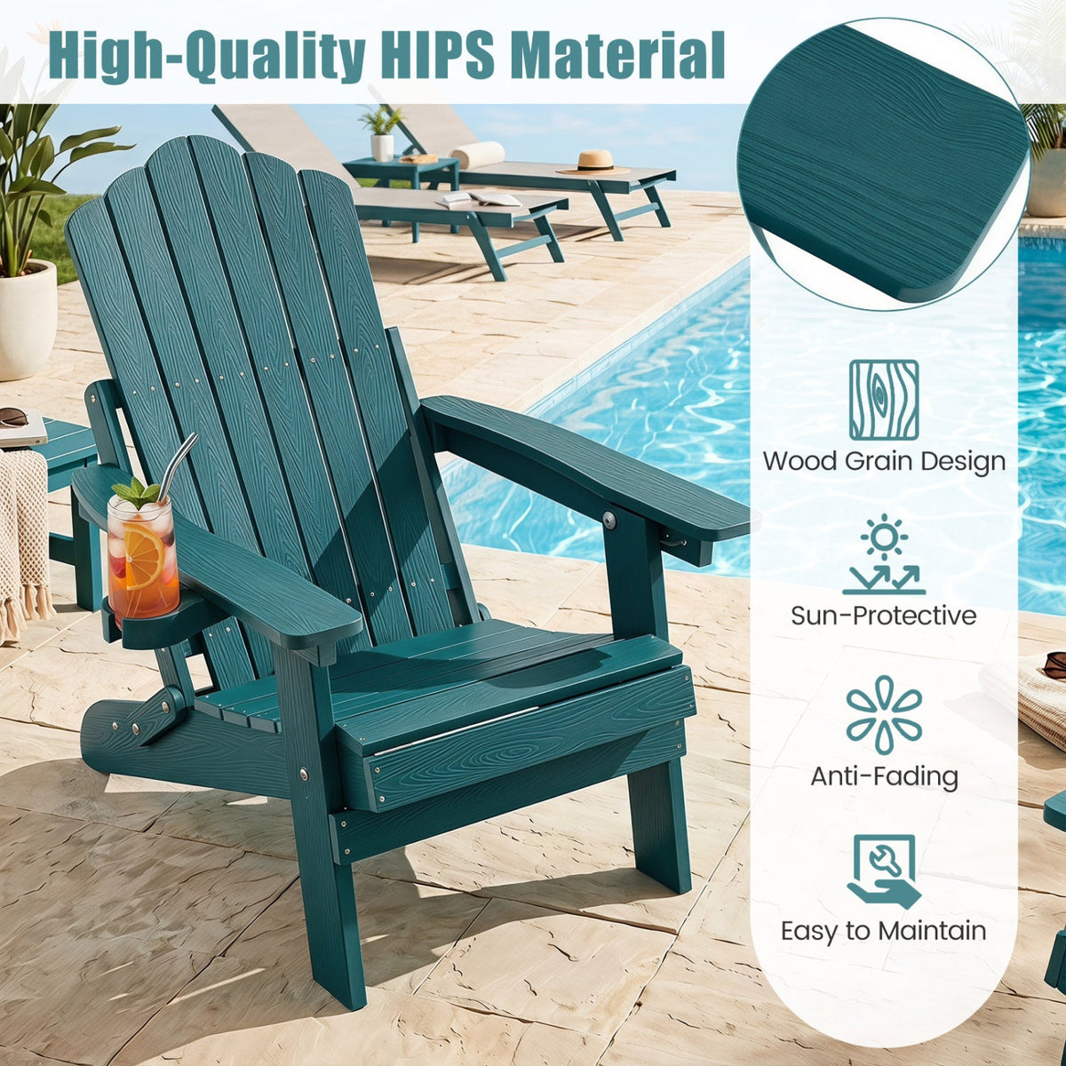 Folding Adirondack Chair with Adjustable Backrest & Cup Holder 22