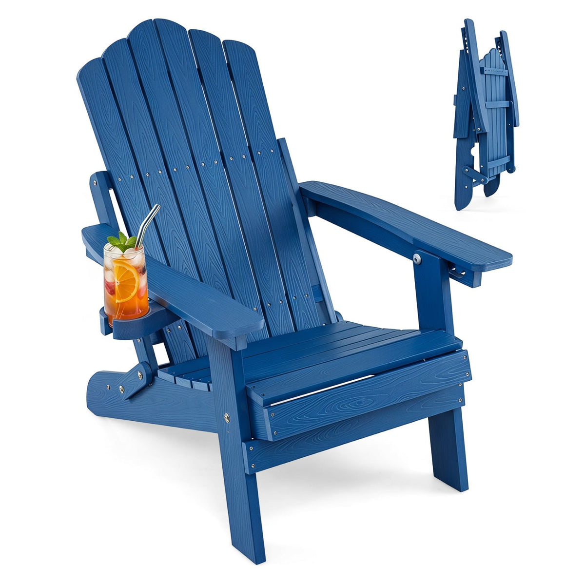 Folding Adirondack Chair with Adjustable Backrest & Cup Holder 26