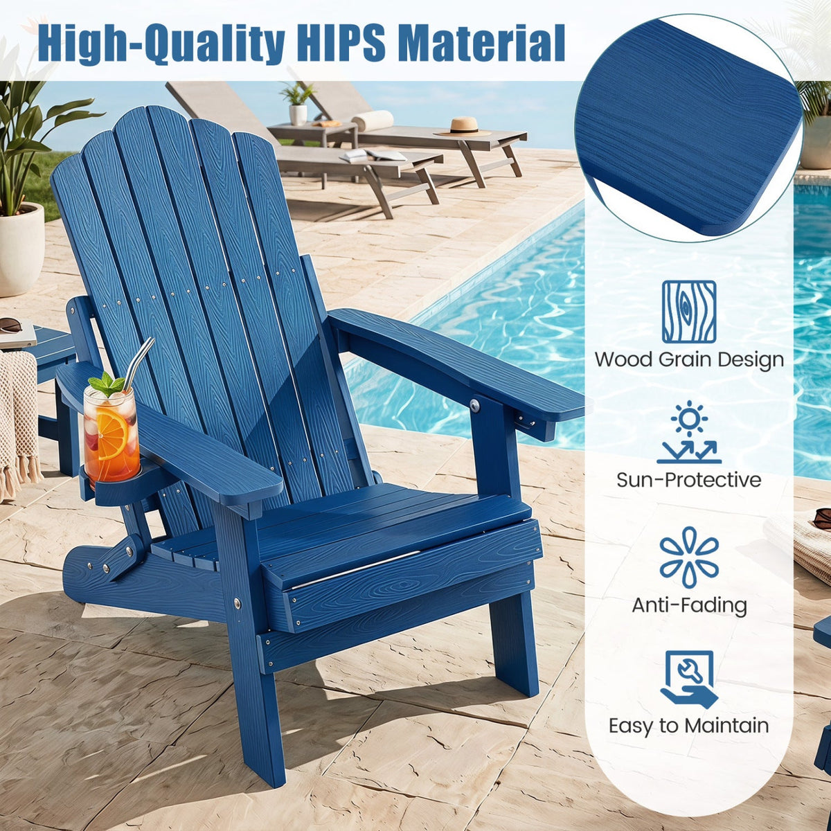 Folding Adirondack Chair with Adjustable Backrest & Cup Holder 29