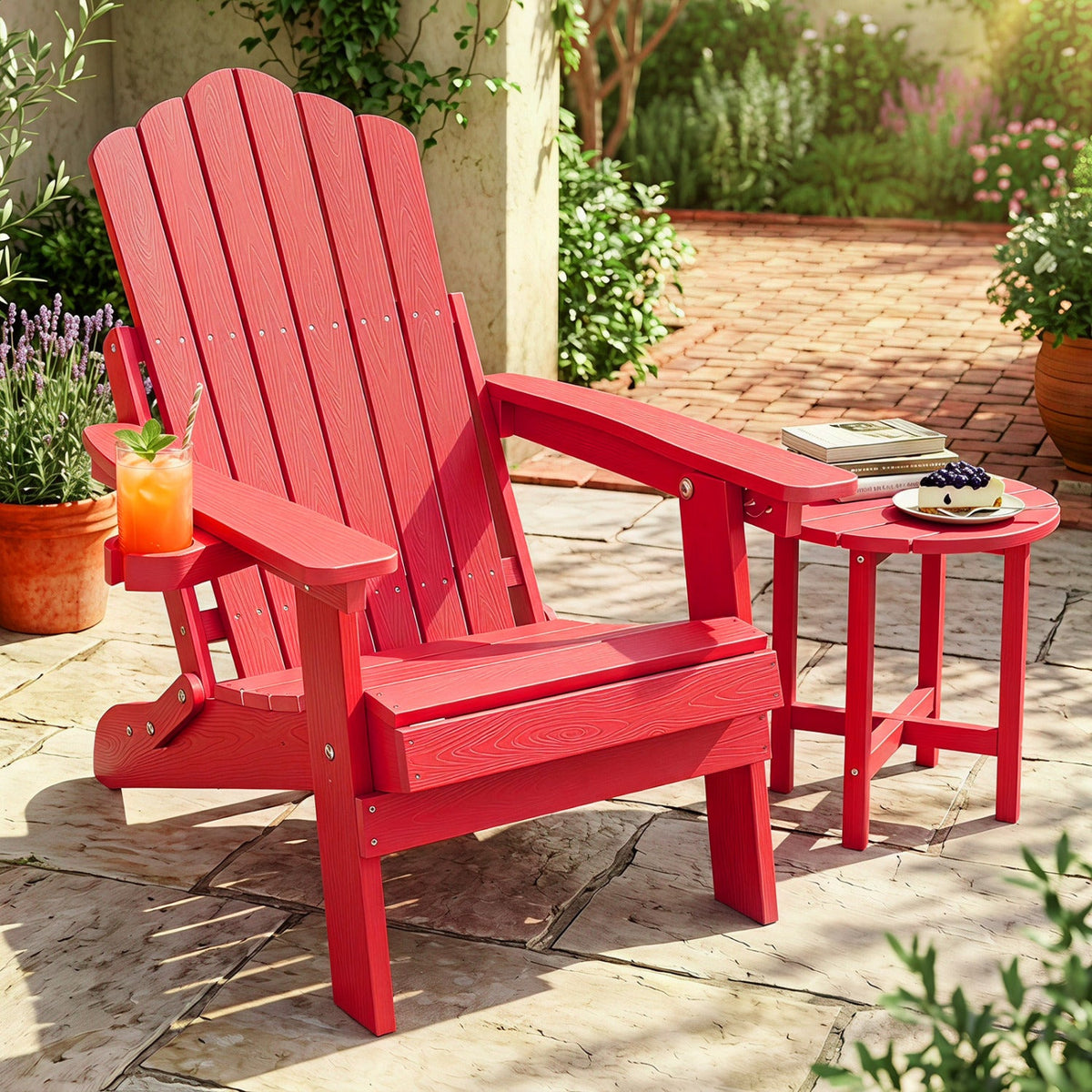 Folding Adirondack Chair with Adjustable Backrest & Cup Holder 33