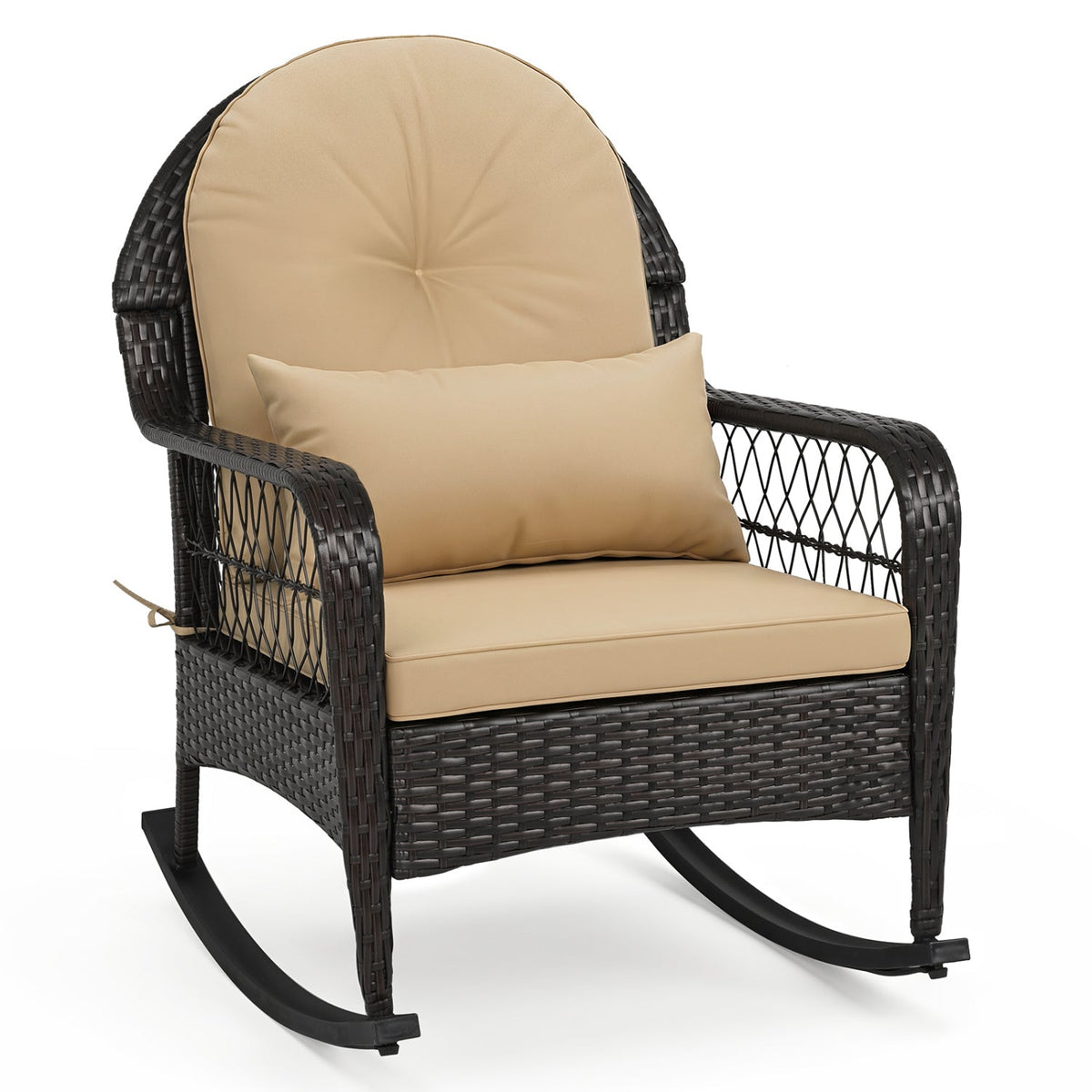 Outdoor Wicker Rocking Chair with Cushions - 400 LBS Capacity 3