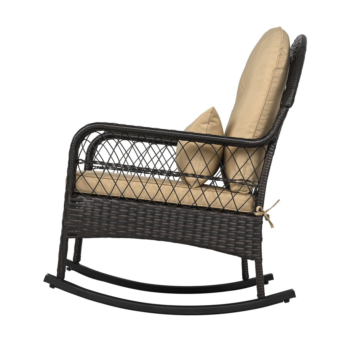 Outdoor Wicker Rocking Chair with Cushions - 400 LBS Capacity 4