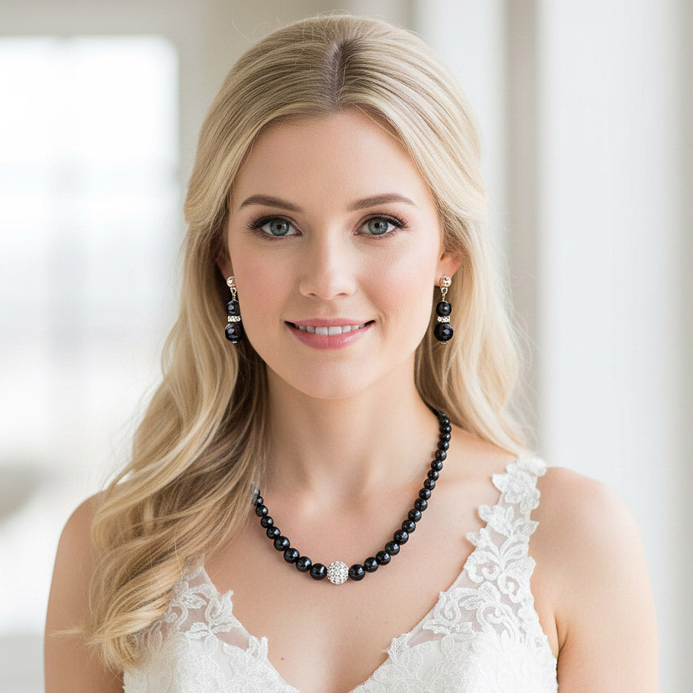 Pave Ball & Pearl Strand Necklace 2