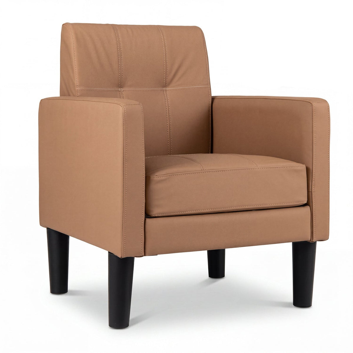 Modern Accent Chair with Removable Cushion - Brown PU Leather 1