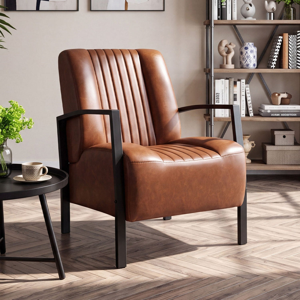 Upholstered Accent Chair with Padded Seat and Armrests 9