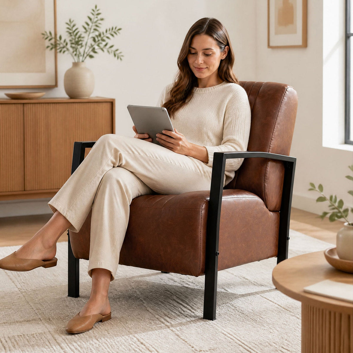 Upholstered Accent Chair with Padded Seat and Armrests 10