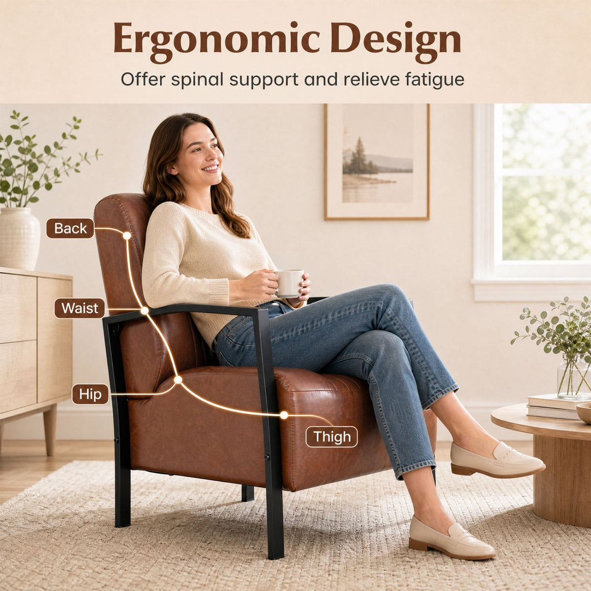 Upholstered Accent Chair with Padded Seat and Armrests 14