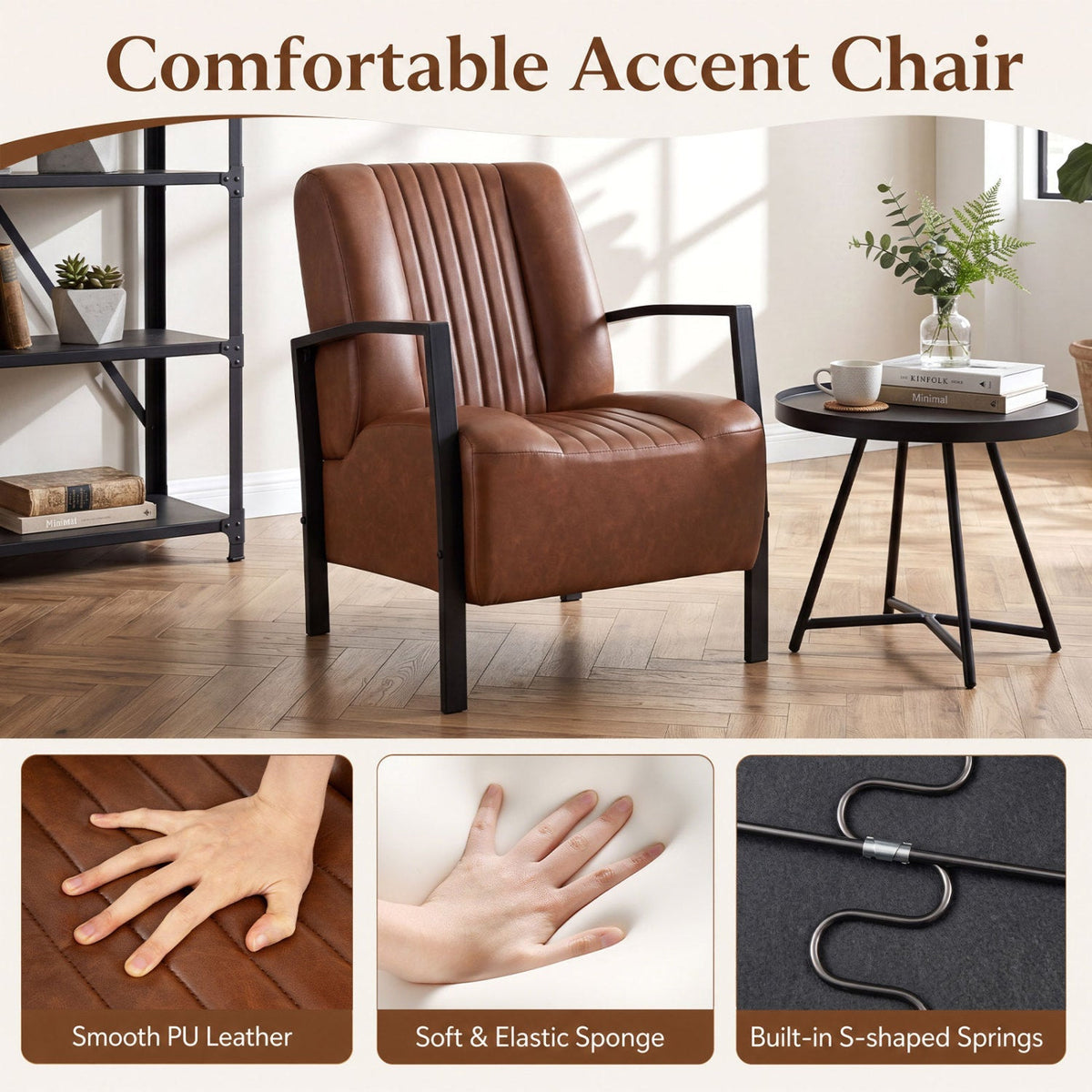 Upholstered Accent Chair with Padded Seat and Armrests 15