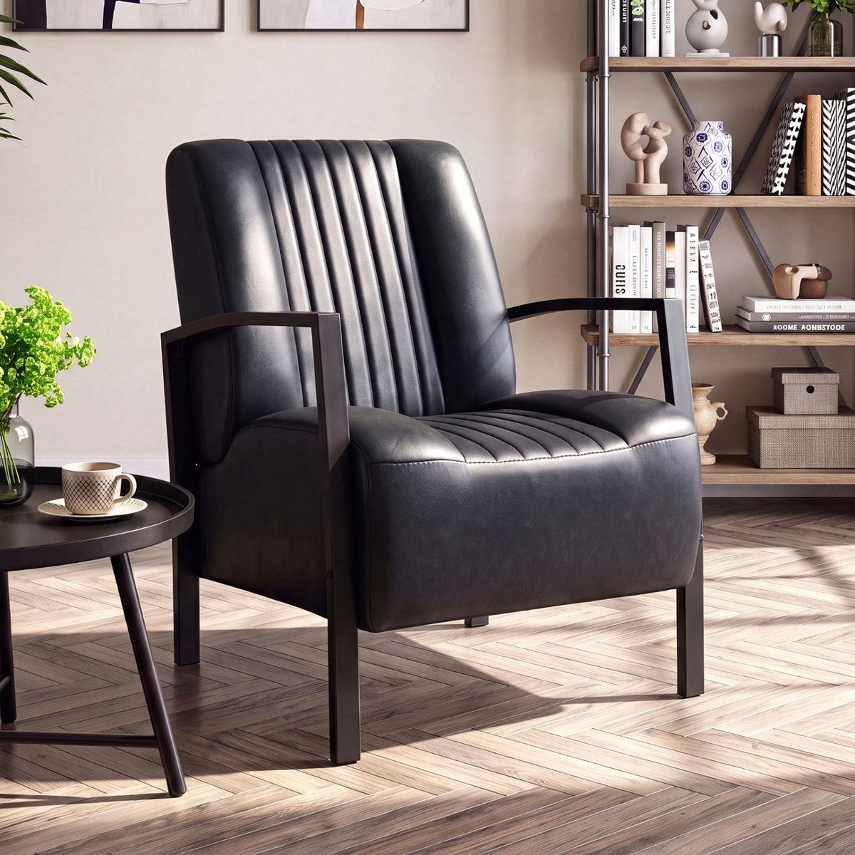 Upholstered Accent Chair with Padded Seat and Armrests 1