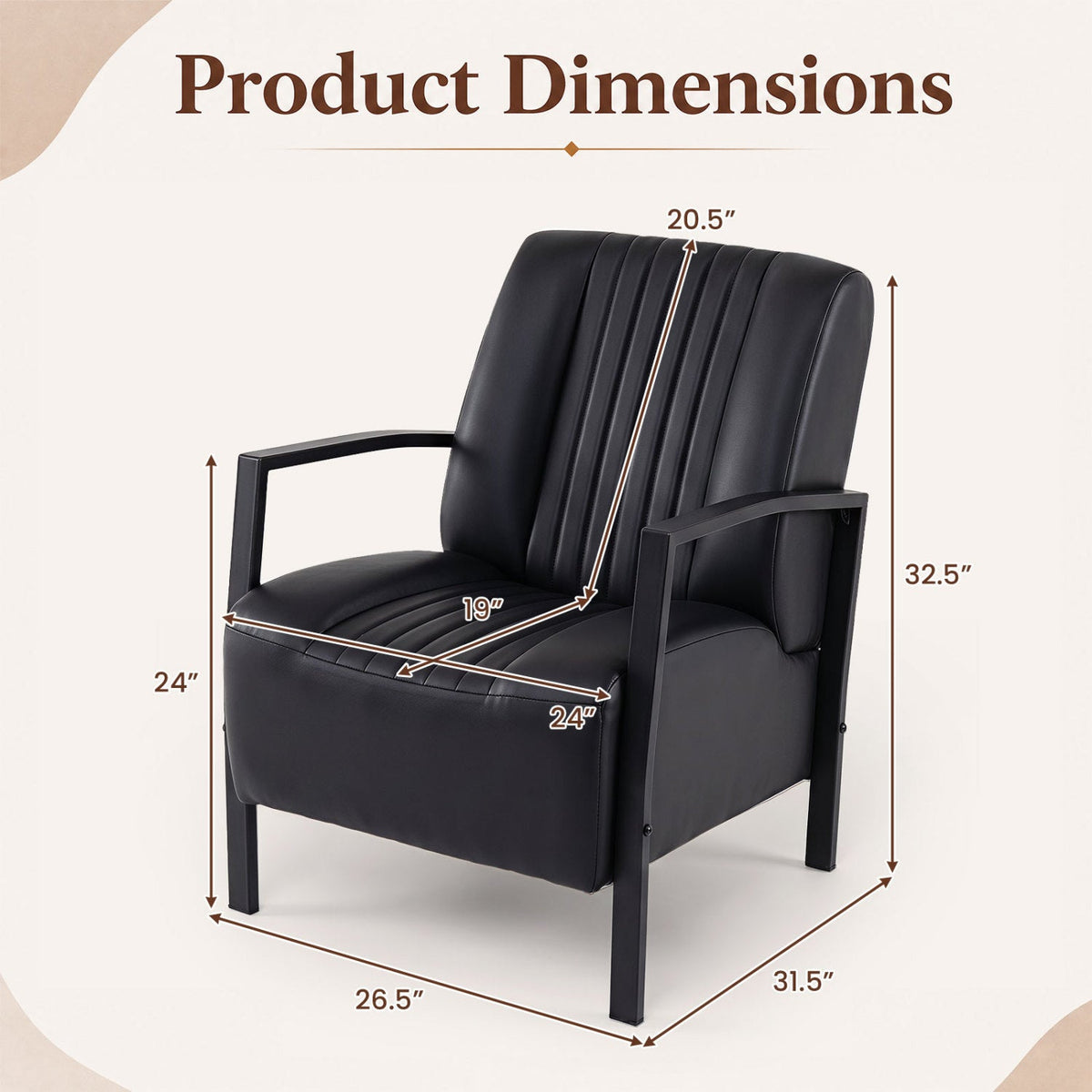 Upholstered Accent Chair with Padded Seat and Armrests 4
