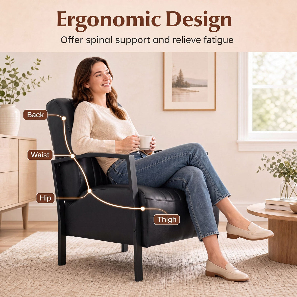 Upholstered Accent Chair with Padded Seat and Armrests 6