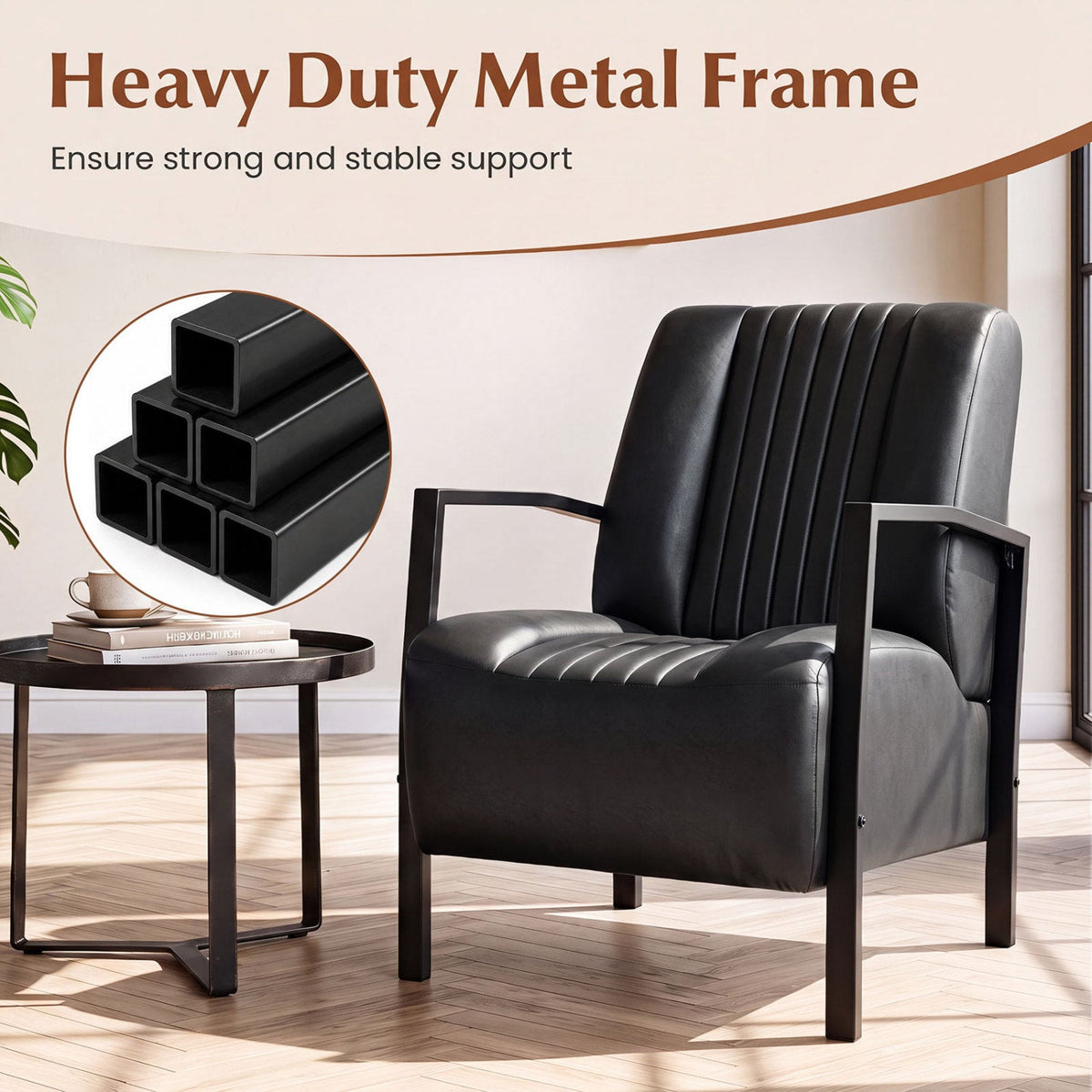 Upholstered Accent Chair with Padded Seat and Armrests 8