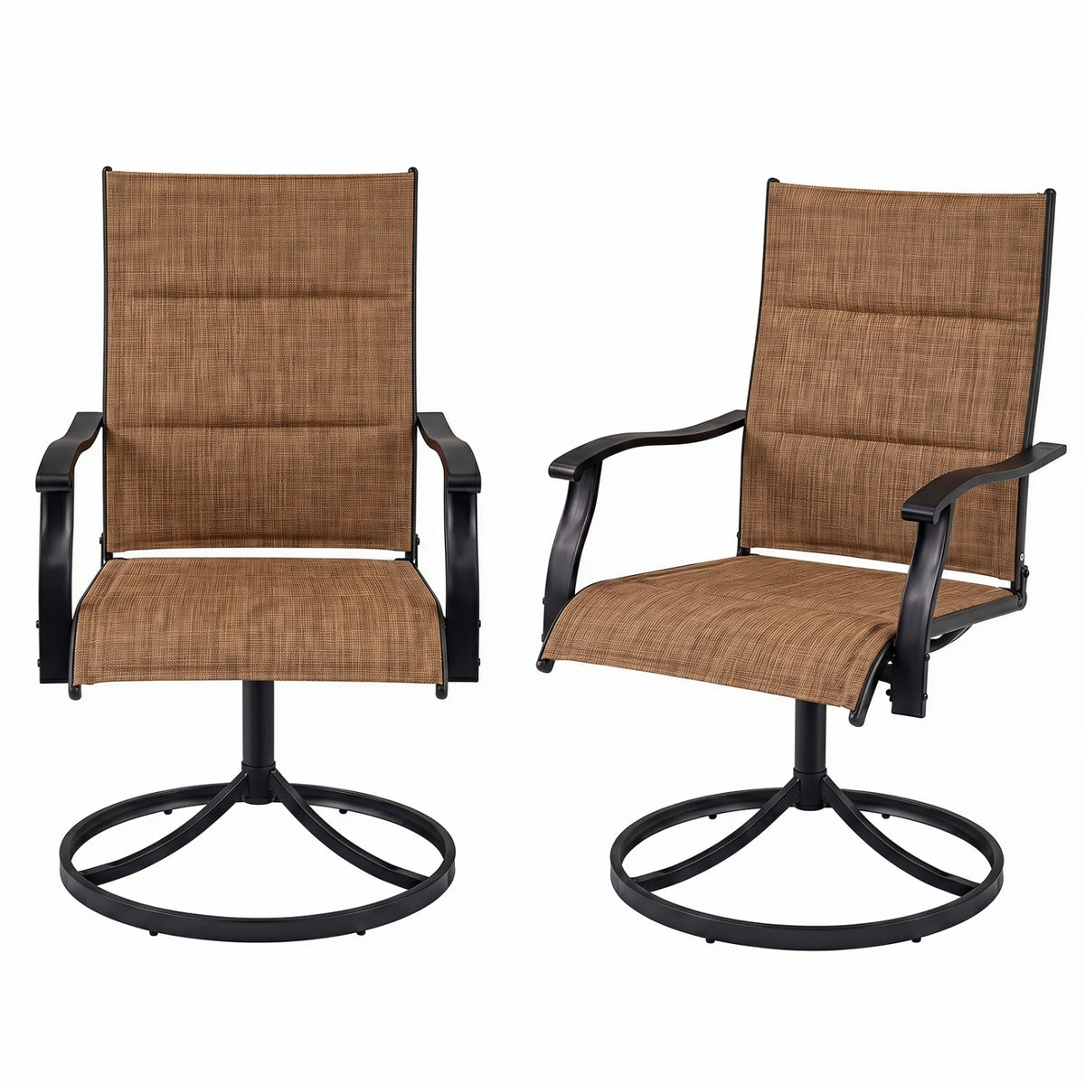 Swivel Patio Dining Chairs Set of 2 with Padded Seats 2