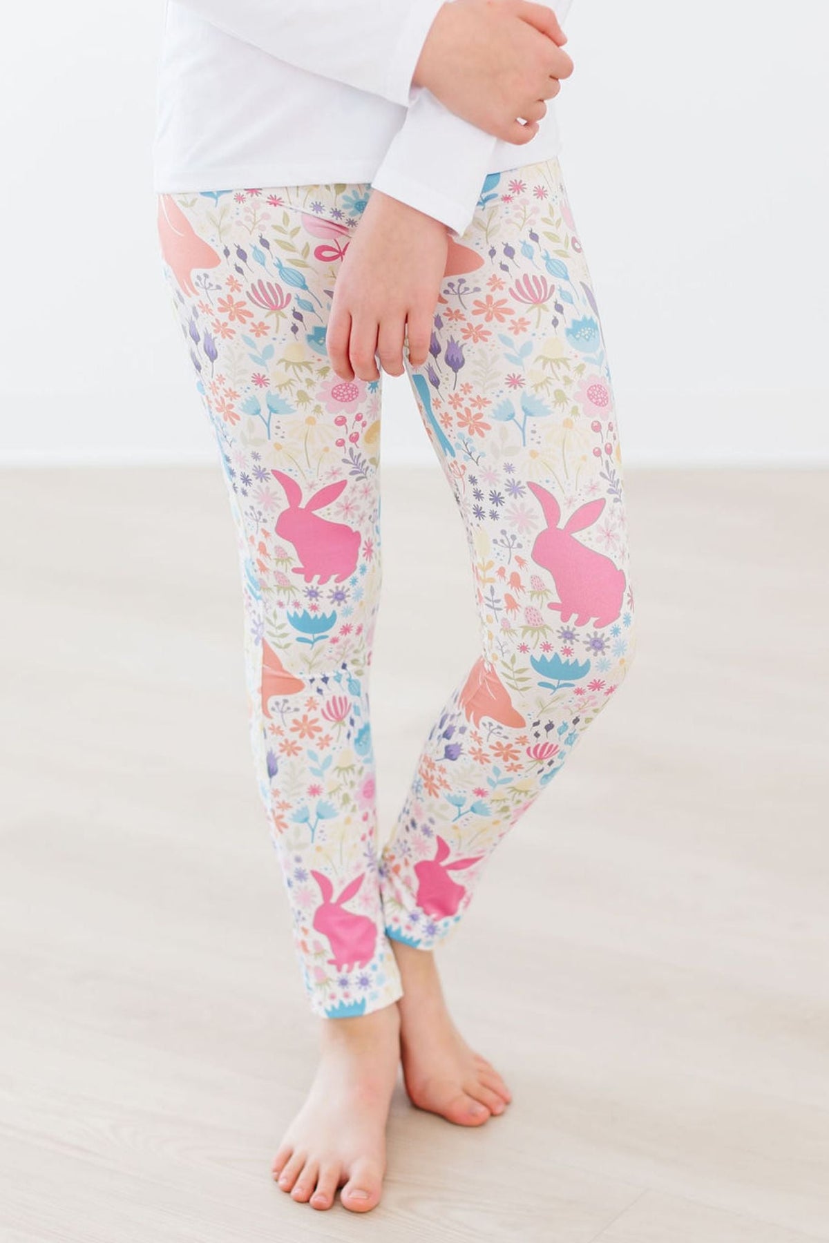 Pastel Floral Bunnies Leggings 2