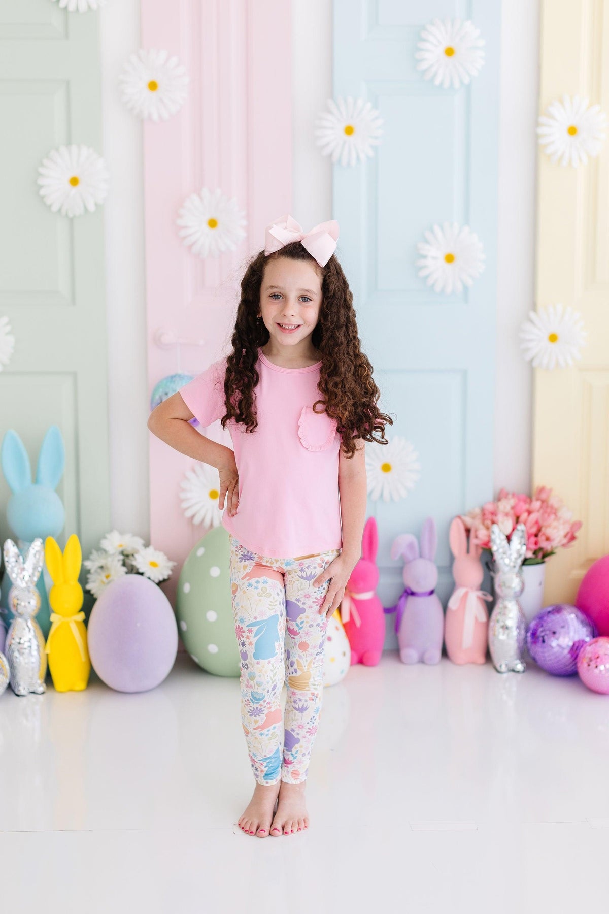 Pastel Floral Bunnies Leggings 4