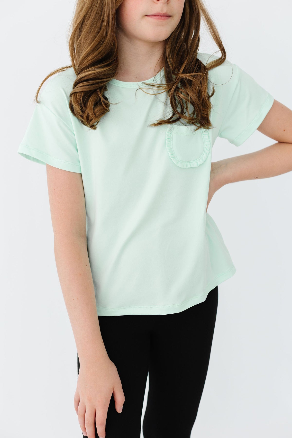 Pastel Green Ruffle Pocket Tee 3
