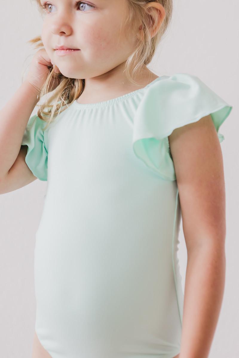 SALE Pastel Green S/S Flutter Sleeve Leotard 2