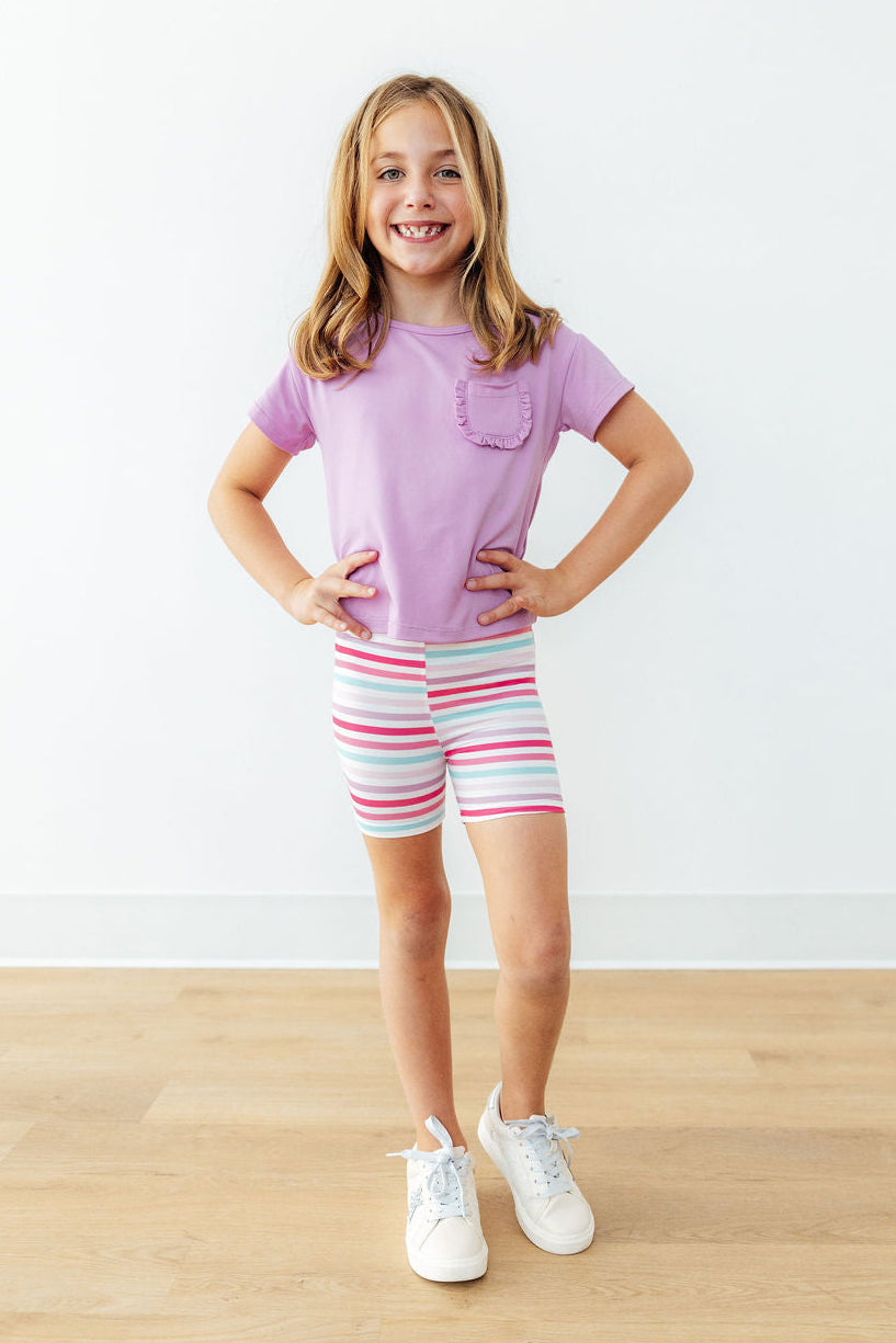 Bright Lilac Ruffle Pocket Tee 3