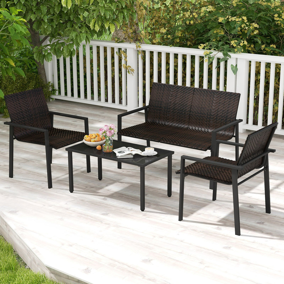 4 Pieces Patio Furniture Set with Heavy Duty Galvanized Metal Frame 2