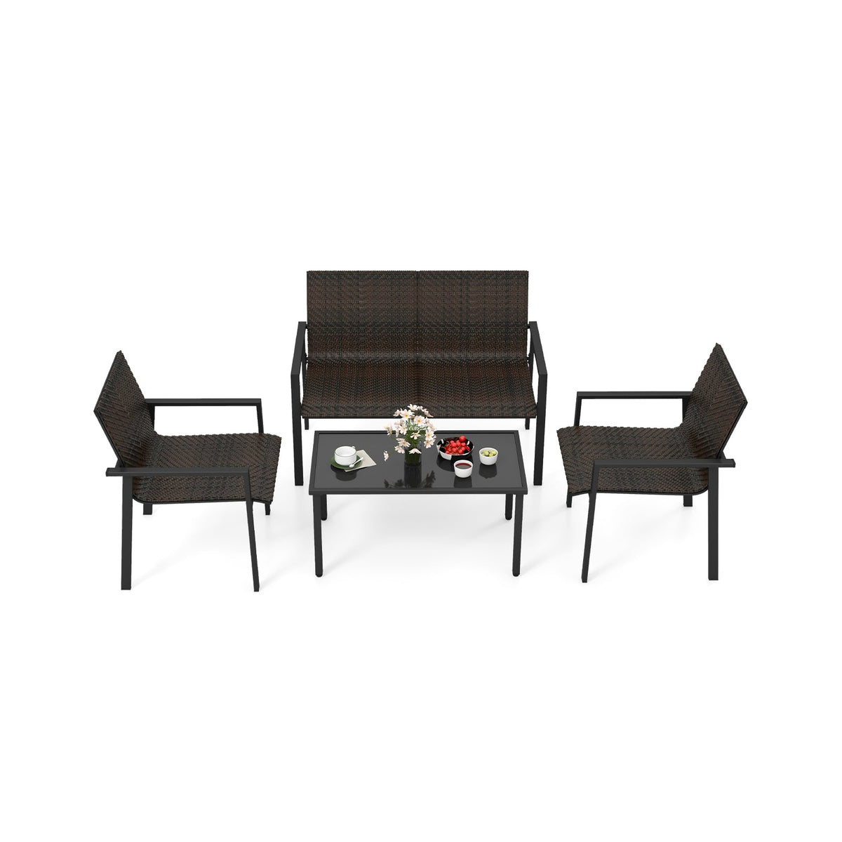 4 Pieces Patio Furniture Set with Heavy Duty Galvanized Metal Frame 3