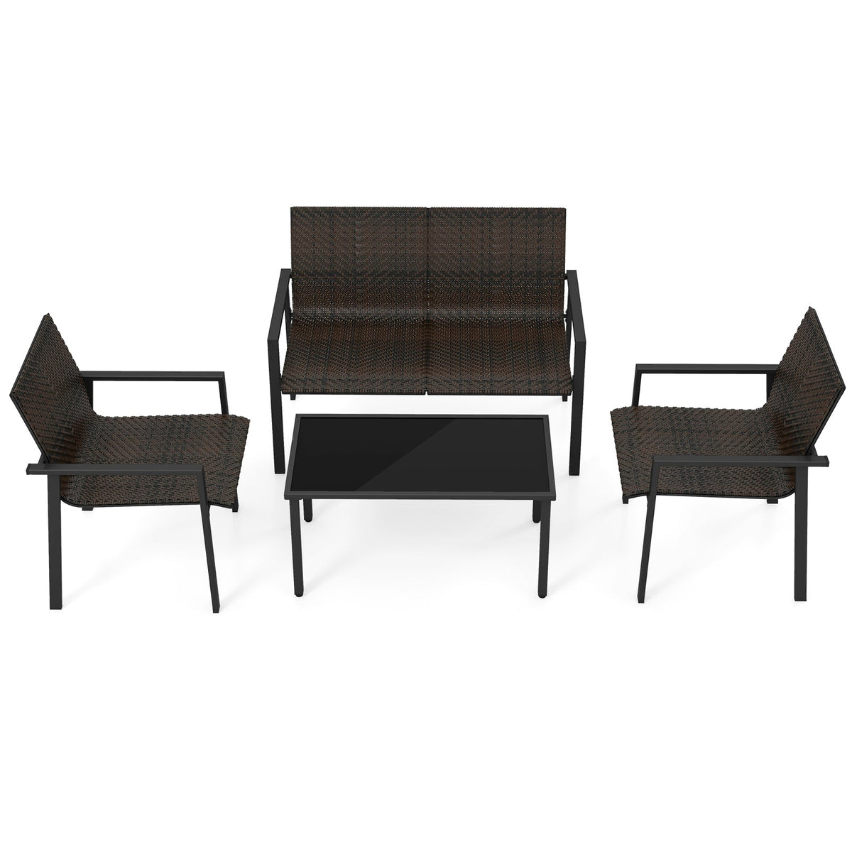 4 Pieces Patio Furniture Set with Heavy Duty Galvanized Metal Frame 4
